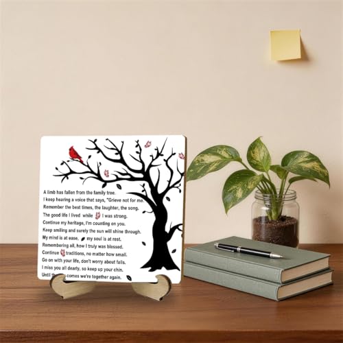 A Limb Has Fallen from The Family Tree Sympathy Wooden Plaque with Stand - color: In Loving Memory