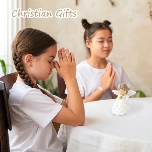 JINGIHE Praying Hands Angel Figurine, Baptism Gifts for Teen Girl | Guardian Angel Decor for Confirmation Religious Christening Gifts, Prayer Angel Statue with Wing for Women