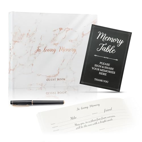 Funeral Guest Book for Memorial Service - Leather Memory Book for Funeral Guests to Sign in with Condolence Memory Table Sign & Back Pocket (Mesa Clay) - color: Mesa Clay