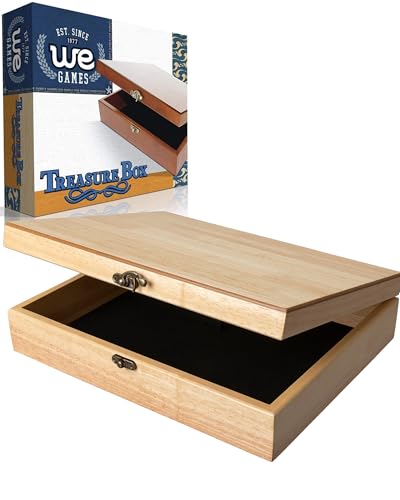 WE Games Old World Wooden Box with Brass Latch – Vintage-Style Wooden Keepsake Box for Jewelry & Trinket Storage, Natural Wood Finish - color: Natural Wood