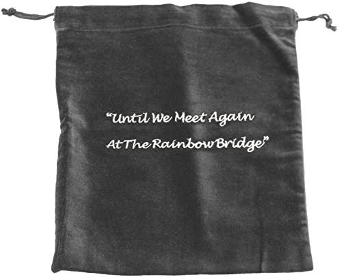 Large Gray Velvet Rainbow Bridge Cremains Bag for Ashes - Large Size 10"L x 12"H - for Holding 230 Cubic Inches of Pet Cremains - Includes Plastic Bag for Ashes - color: Gray, size: Large