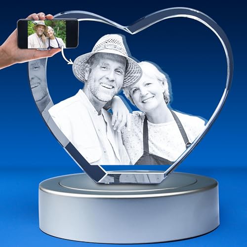 3D Crystal Photo, Personalized Gifts for Women, Wife,Mom,Him, Customized Mothers Day Anniversary,Birthday, Couples Gifts, Custom Photo Gift - color: Heart, size: Medium