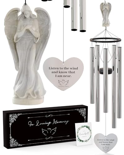 Angel Memorial Wind Chimes for Loss of Loved One - 34" Large Sympathy Wind Chimes, Memorial Gifts for Loss of Loved One Mother Father Husband Bereavement Chimes for Outside Deep Tone