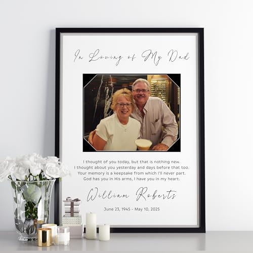 Personalized Memorial Photo Gifts Picture Black Frame Plaque Sign, Sympathy Loss of Husband Photo, Custom Loss of Loved One Wood Frame Photo Gift - color: Design 3