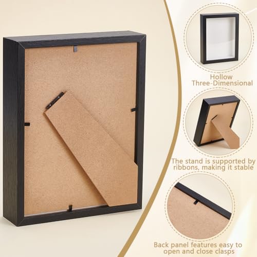 8 Pack 6x8 Inch Shadow Box Picture Frame, Shadow Box Frame Bulk | Black Wood Shadow Boxes Display Cases 3D Frames Shadow Box for Wedding Memories Crafts Awards Medals Tickets Photos - color: Black