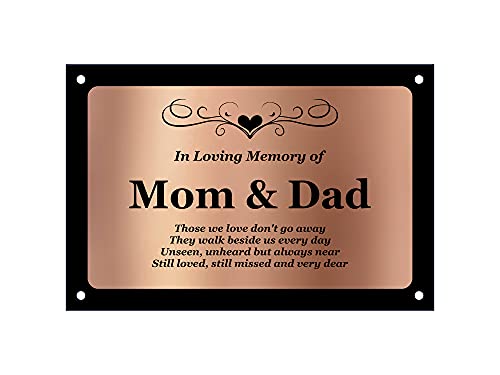 Beautifully Engraved Mom & Dad Memorial Plaque - Indoor and Outdoor Use (Copper) - color: Copper
