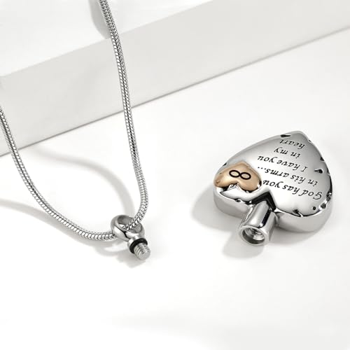 Heart Urn Necklace for Ashes Women Men Cremation Jewelry for Ashes Cremation Necklace In Memory of Loved One Grandpa Grandma Dad Mom Uncle Aunt Brother Sister Daughter Son - style: Infinite
