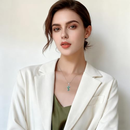Dove/Hummingbird/Red Cardinal/Dragonfly/Butterfly Necklace 925 Sterling Silver Turquoise/Opal/MoonStone/Crystal/Malachite Bird Necklace Dove Pendant Jewelry for Women Men - color: Hummingbird Malachite