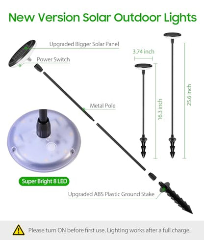 LETMY Solar Lights Outdoor Waterproof 12 Pack, Bright Solar Pathway Lights | 8 Bright LED, 3000K Warm White, 12-16H Runtime, IP65 Waterproof, Auto On/Off, Landscape Lighting for Yard, Path & Garden Lawn - size: 12 PACK