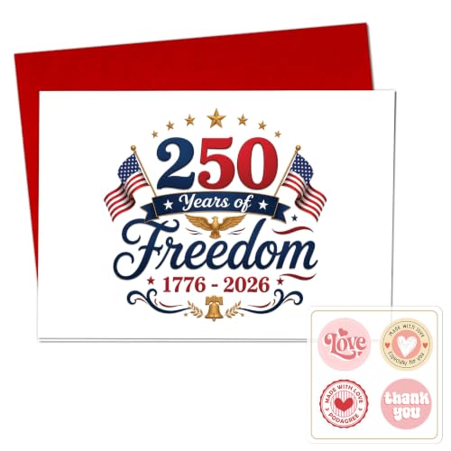 Fourth of July Invitation Greeting Card with Red Envelope, Patriotic Fireworks Community Celebration Card, USA Independence Day Party Invite Card for Family, Friends, Neighbors - color: ame10