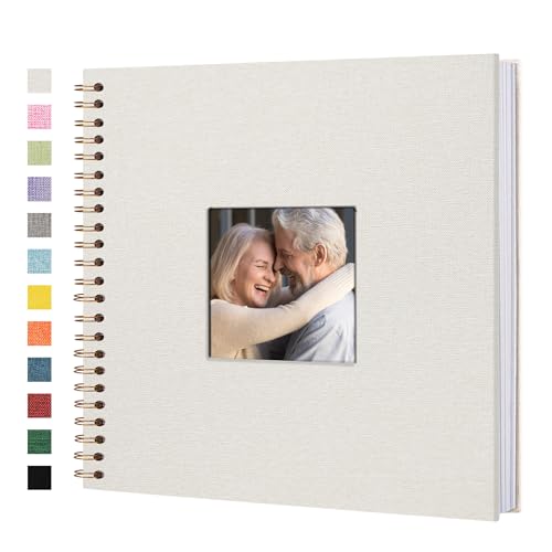 Scrapbook Photo Album, Linen Covered, 10x10 Inches, 40 Sheets/80 Pages | Hardcover Kraft White Pages, Wedding Guest Book, Travel Memory Book, Christmas, Baby Shower Keepsake, Family Album - color: White, size: 10x10 Inch 80 Pages