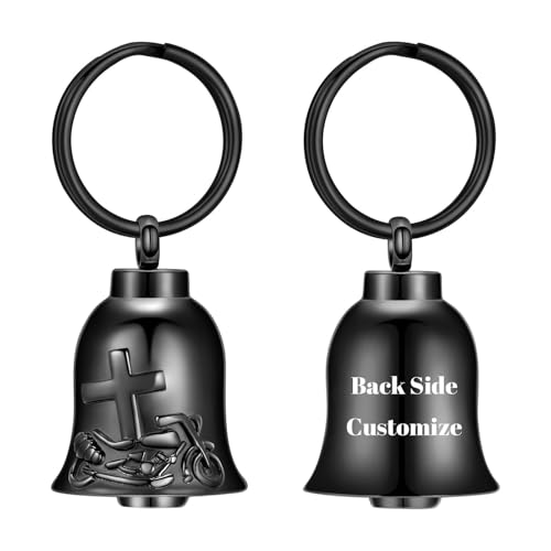 zeqingjw Bell Cremation Keychain for Ashes Holder Cross Motorcycle Cremation Jewelry Urn Keychain Keepsake Ashes Jewelry - color: Customize-keychain