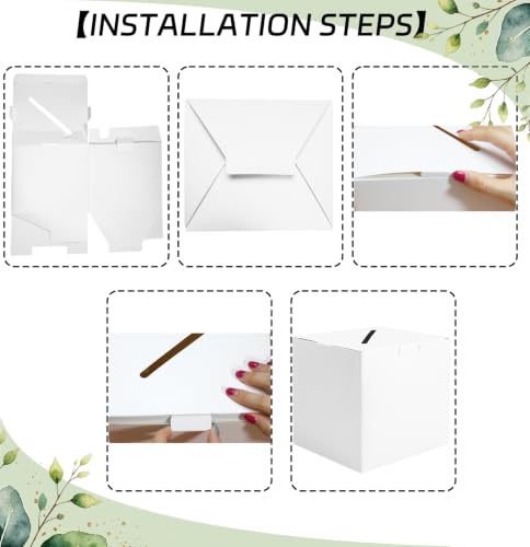 SietDESEO White Card Box with Slot Money Gift Card Box Holder for Party Wedding Reception Birthday Graduation Bridal Shower Baby Shower Diaper Raffle Box - color: WHITE CARD BOX, size: 7.8 X 7.8 X 7.8 INCH