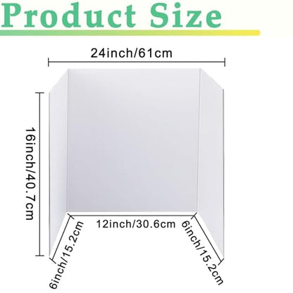 LonlyEagle Trifold Poster Board, 24" x 16", 3-Pack, White Corrugated Project Boards for Science Fairs, School Projects, Event Displays