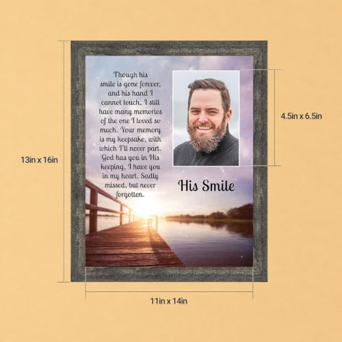 Memorial Gifts for Loss of Husband, Sympathy Gift, His Smile In Memory of Loved One, Picture Frames for Sympathy Gift Baskets, Bereavement Gifts for Loss of Father, Loss of Son Condolence Gift, 5031BW | Sympathy Gifts for Loss of Father, In Memory of Dad,