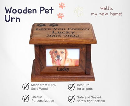 Pet urns for Dogs, Dog urns for Ashes, Wood Pet urn for Cats, Wooden urn for Pet Ashes, Keepsake for Animals, Pet Memorial (Small) - size: Small-With Text