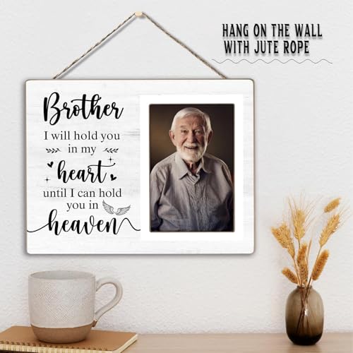 Memorial Photo Frame, Sympathy Gifts for Loss of Brother, in My Heart, in Loving Memory Wooden Picture Frame, Bereavement Remembrance Funeral Passed AWay Condolence Gifts(White-Brother, 4 x 6 Photo) - color: White-Brother