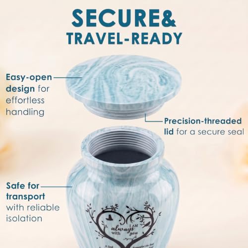 Emvency Urn for Ashes, Mini Metal, Keepsake Sharing Urns, Light Green - color: Aqua Marble