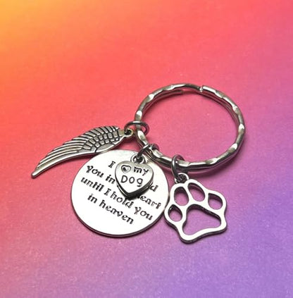 I Will Hold You in My Heart Until I Hold You in Heaven Angel Wing Pet Memorial Gift Sympathy Canine Pooch Pup Beloved Companion Four-legged Friend Fur Baby Puppy Paw I Love My Dog Keychain 114P