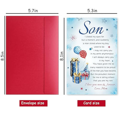 Heartfelt Birthday Card Gifts for Son from Mom, Boy Adulthood Card for Son, Love You Now & Forever Mom Card - color: My Son