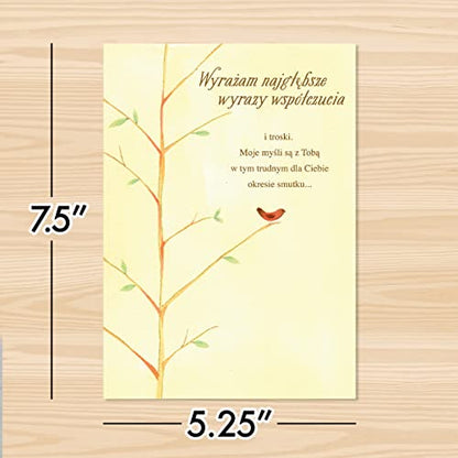 Designer Greetings Polish Language Sympathy Card 6 Pack | Polish Language Sentiment, Boxed Card Set, Matching Envelopes - style: 6 PK Polish Sympathy - Red Jay