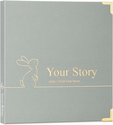 Baby Book Keepsake Boy or Girl Timeless Baby Memory Book First 5 Years for Baby Shower Gender Neutral Baby Scrapbook New Mom Gift Baby Journal from Birth to Age 5 Milestone Book Sage Green - color: Sage Green