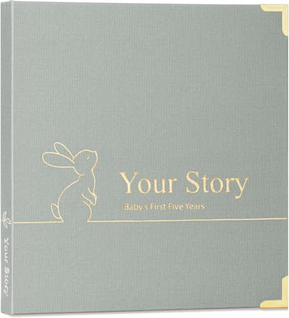 Baby Book Keepsake Boy or Girl Timeless Baby Memory Book First 5 Years for Baby Shower Gender Neutral Baby Scrapbook New Mom Gift Baby Journal from Birth to Age 5 Milestone Book Sage Green - color: Sage Green