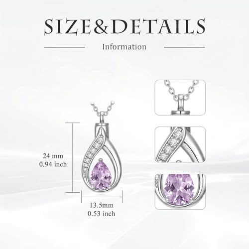 Teardrop Urn Necklace for Ashes Birthstone Keepsake Pendant Cremation Jewelry for Ashes Memorial Jewelry Gifts for Loss of a Loved One for Women - style: Jun-Alexandrite