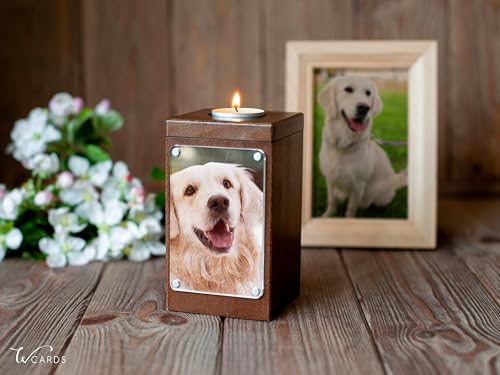 Personalized Pet Memorial - Dog Memory Box Keepsake with Photo, Cat Cremation Urn for Ashes Candle (Medium, Without Engraving) - size: Medium