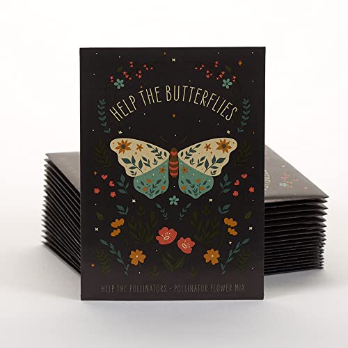 Bentley Pollinator Wildflower Mix, 25 Non-GMO Non-Coated Packets for Garden Planting, Help Butterflies and Pollinators, Beautiful Gift - style: Help the Butterflies