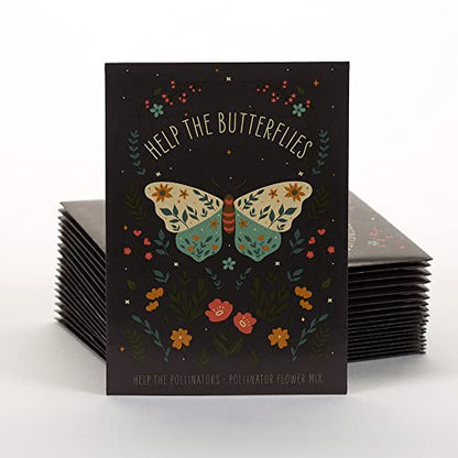 Bentley Pollinator Wildflower Mix, 25 Non-GMO Non-Coated Packets for Garden Planting, Help Butterflies and Pollinators, Beautiful Gift - style: Help the Butterflies