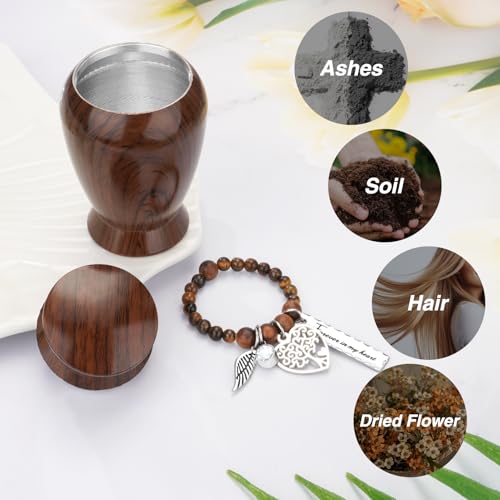 Small Urn for Human Ashes Aluminium Keepsake Memorial | Mini Urn for Ashes, Meaningful Memorial Keepsake Gift, Durable Aluminum Cremation Urn with Elegant Design - style: Wood Grain