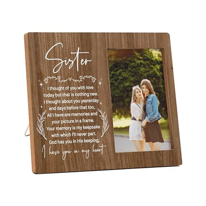 Memorial Pictures Frame, Sister I Have You In My Heart Photo Frame, Sympathy Gifts For Loss Of Sister, Farmhouse Home Living Room Bedroom Decoration -b40