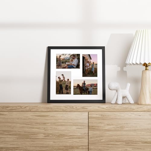 Vittanly 12x12 Collage Picture Frame, Displays 4Pcs 4x6 Pictures, Black - color: Black, size: 12x12