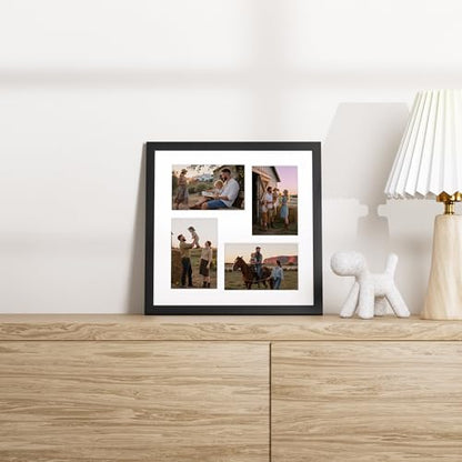 Vittanly 12x12 Collage Picture Frame, Displays 4Pcs 4x6 Pictures, Black - color: Black, size: 12x12