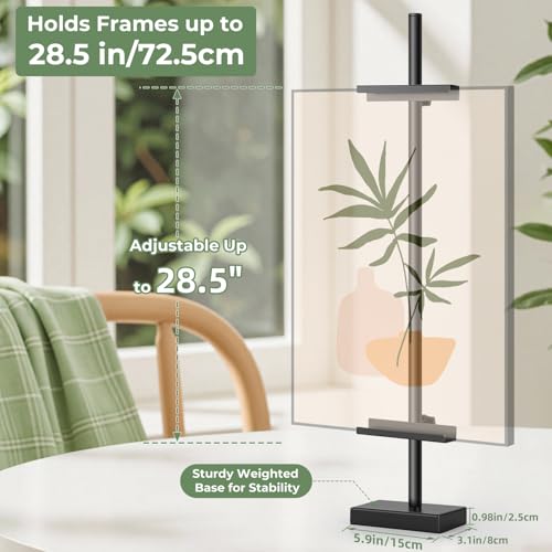 Rofio Adjustable Tabletop Easel, Picture Frame & Sign Display Stand, Black | Metal tabletop easel for frames, artwork, posters and signs up to 28.5 in; fits displays up to 1.26 in thick; nonslip base - color: Black