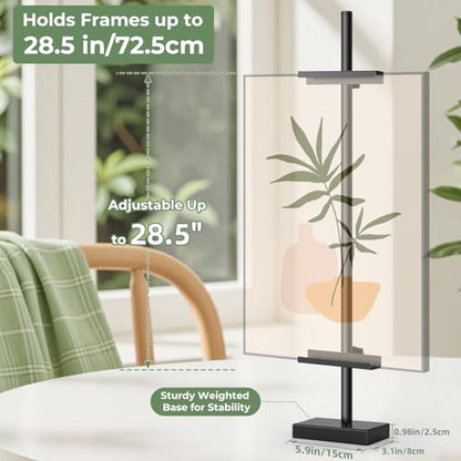 Rofio Adjustable Tabletop Easel, Picture Frame & Sign Display Stand, Black | Metal tabletop easel for frames, artwork, posters and signs up to 28.5 in; fits displays up to 1.26 in thick; nonslip base - color: Black