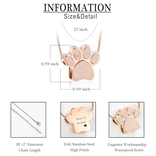 zeqingjw Pet Cremation Jewelry for Ashes Pendant Paw Print Pet Heart Urn Necklace Memorial Keepsake Jewelry for Pet/Dog's/Cat's Ashes - color: 2PCS Paw Print