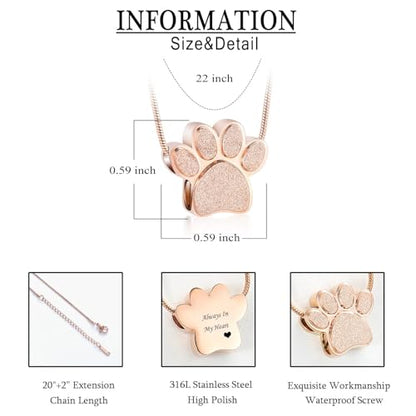 zeqingjw Pet Cremation Jewelry for Ashes Pendant Paw Print Pet Heart Urn Necklace Memorial Keepsake Jewelry for Pet/Dog's/Cat's Ashes - color: 2PCS Paw Print