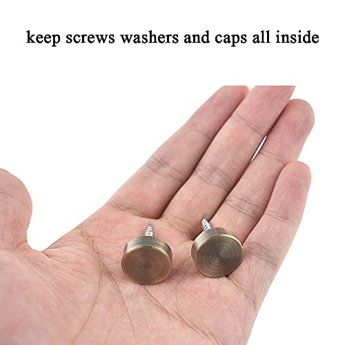 Hahiyo 16mm Diameter Mirror Screws Brushed Copper Material Solid Easy Install Brass Washer Decorative Caps Fasteners Nails Bronze 8 Pairs for Bathroom Mirrors Panels Kitchen Ceiling Arts Crafts - size: 16mm-8sets-Bronze
