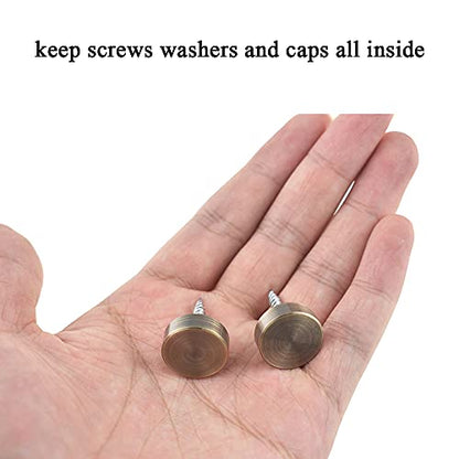 Hahiyo 16mm Diameter Mirror Screws Brushed Copper Material Solid Easy Install Brass Washer Decorative Caps Fasteners Nails Bronze 8 Pairs for Bathroom Mirrors Panels Kitchen Ceiling Arts Crafts - size: 16mm-8sets-Bronze