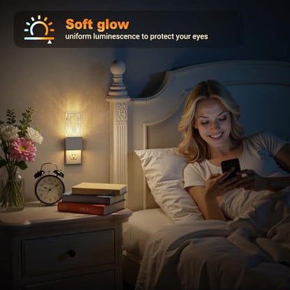 JandCase Night Lights Plug into Wall, Dusk to Dawn Sensor, 3000K Soft White - color: White-3000K, size: 2 Pack
