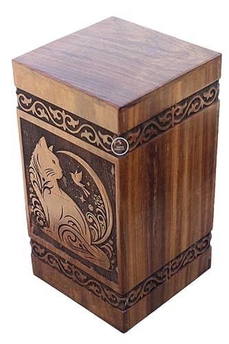 Engraved Cat Design Urn for Human Ash Cremation Urns Adults Male Female or Memorial Women Men Pets Cats Dogs Funera[Available urn Box in 5 Different Sizes] ((Large [11X6] 250 Cubic INCHES)) - size: (Large [11X6] 250 Cubic INCHES)