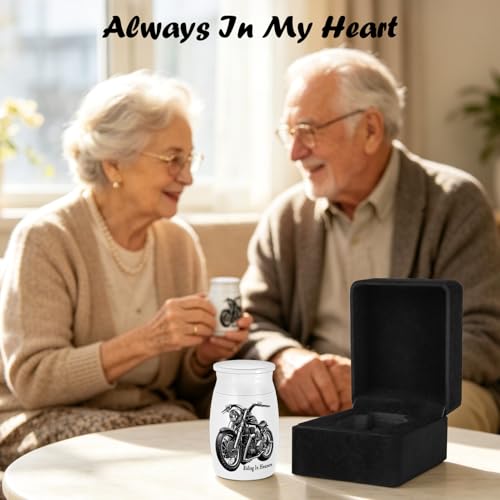 SOITIS Small Urns for Human Ashes Keepsake-Aluminum 2.76 Inch Mini Urn with Gift Box, Memorial Motorcycle Urns for Human Ashes, Sharing Cremation Urns for Human Ashes