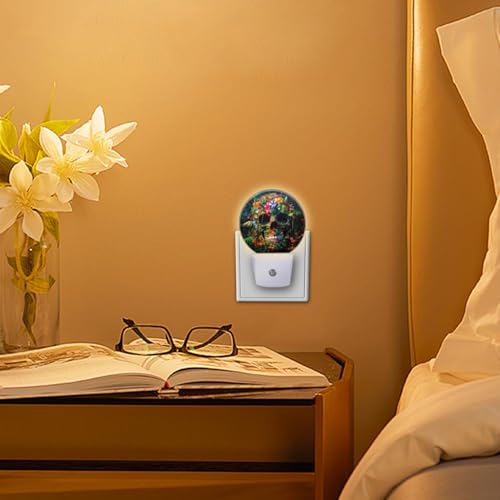 LED Night Lights Lamp with Dusk to Dawn Sensor, Exquisite Tropical - Flowered Skeleton Night Light Plug Into Wall for Kids Room, Bedroom, Bathroom, Kitchen, Hallway - color: Exquisite Tropical - Flowered Skeleton