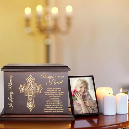 DGDCDV Cremation Urns for Human Ashes Adult Up to 270 LBS | Large Wooden Memorial Urns for Human Ashes Male Female, Burial Funeral Urns Box and Caskets for Ashes Men Women Child