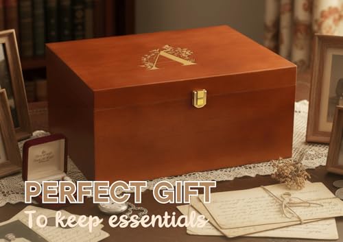 InnoBeta Personalized Keepsake Box, Wooden Storage Boxes, Large Keepsake Boxes with Lid for Memory Treasure, Initial R - color: Initial R