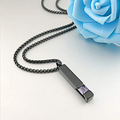 YOUFENG Urn Necklaces for Ashes Birthstone Cube Urns for Human Ashes Memorial Cremation Urn Locket Keepsake Ashes Jewelry - style: February