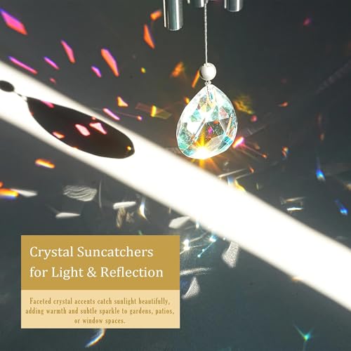 YU FENG Dragonfly Wind Chime with Crystal Suncatcher, Memorial Garden Decor - style: Tranquil Garden – Dragonfly – 21 Inch