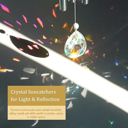 YU FENG Dragonfly Wind Chime with Crystal Suncatcher, Memorial Garden Decor - style: Tranquil Garden – Dragonfly – 21 Inch